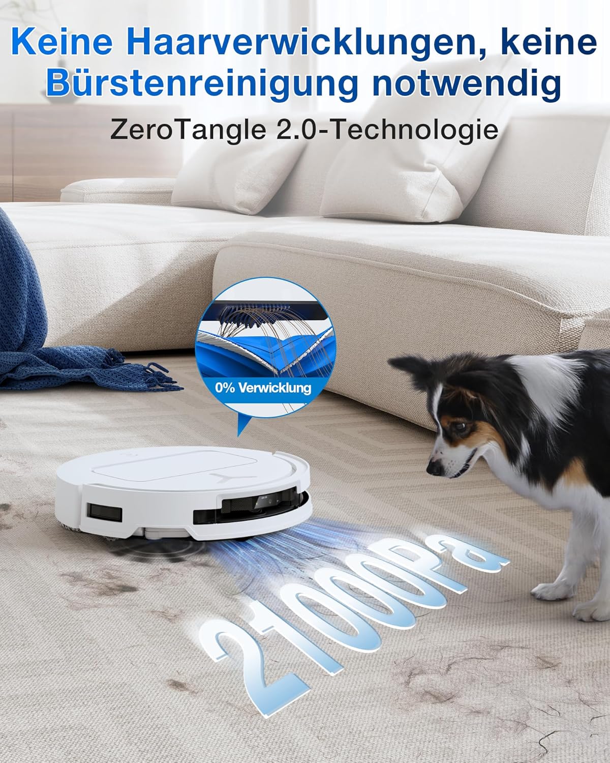 ECOVACS DEEBOT T50 Omni Gen2 Saugroboter: 21.000 Pa, Wischfunktion, ZeroTangle, All-in-One Station, Weiß