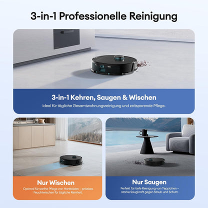 Ultenic T20 Pro Saugroboter mit Wischfunktion, 8000 Pa, AI-Navigation, Selbstreinigung, Tierhaare