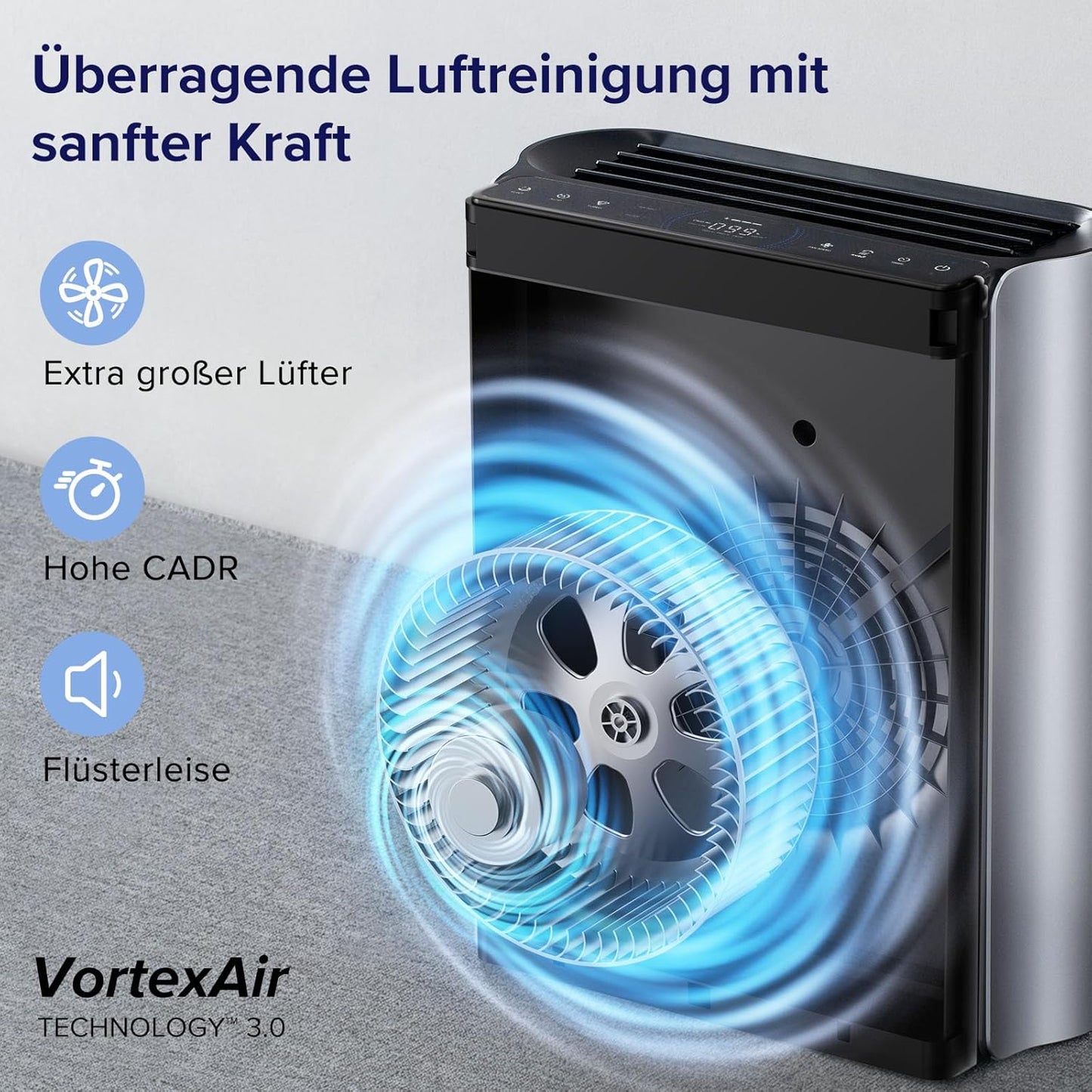 LEVOIT EverestAir Luftreiniger: Große Räume, Allergiker, Smart WiFi, Alexa, Leise 26dB