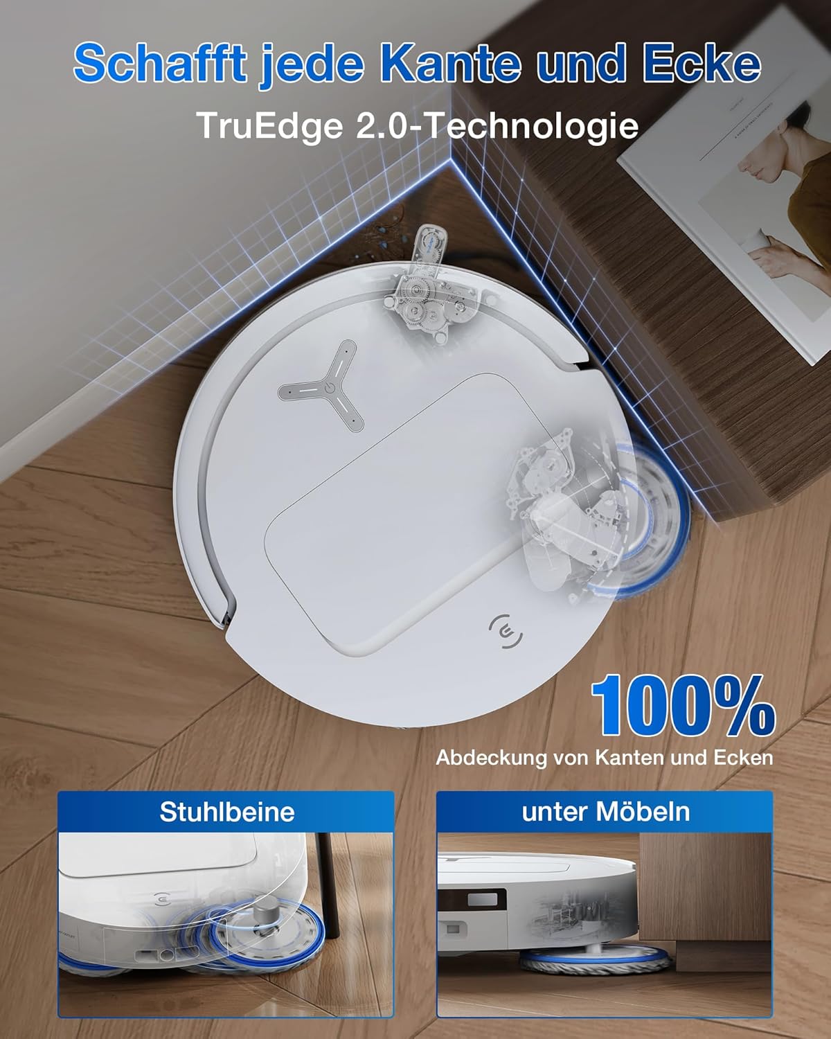 ECOVACS DEEBOT T50 Omni Gen2 Saugroboter: 21.000 Pa, Wischfunktion, ZeroTangle, All-in-One Station, Weiß