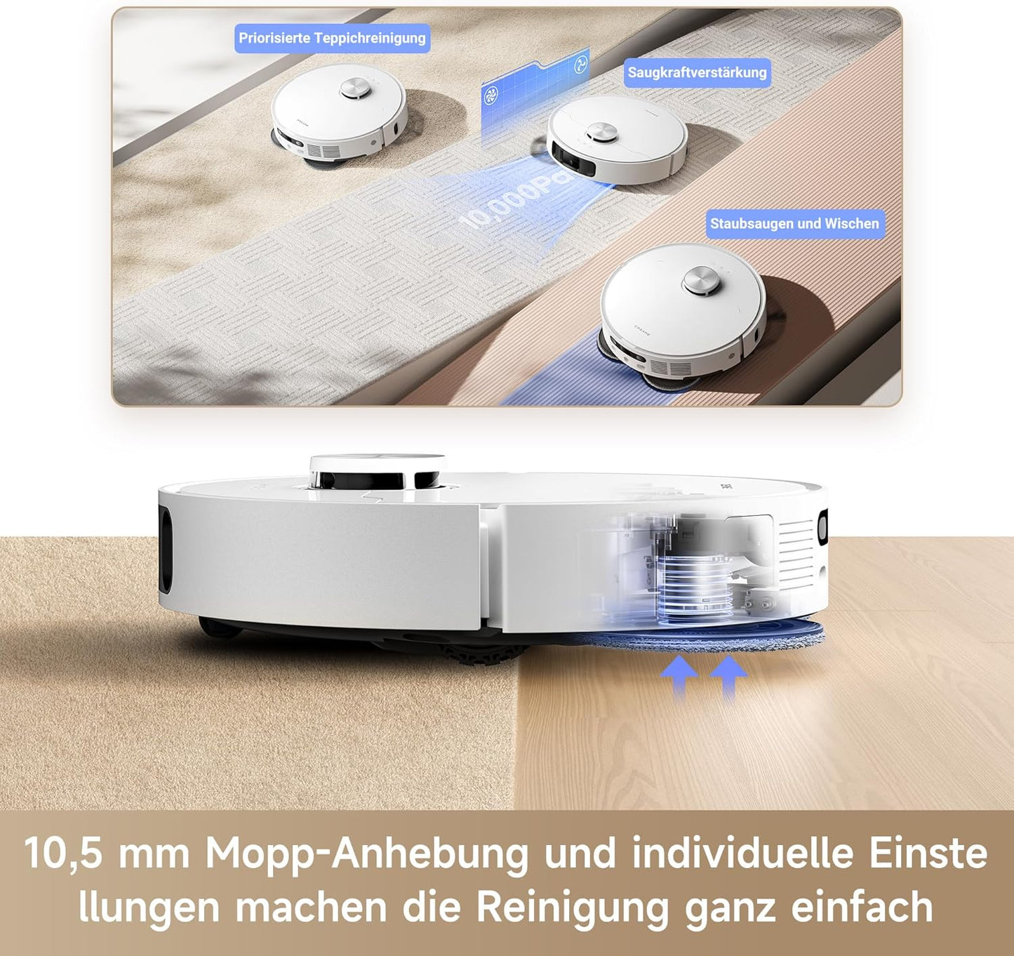 dreame L10s Ultra Gen 2 Saugroboter, MopExtend, 10.000Pa Vormax, Tierfreundlich, Vollautomatisch