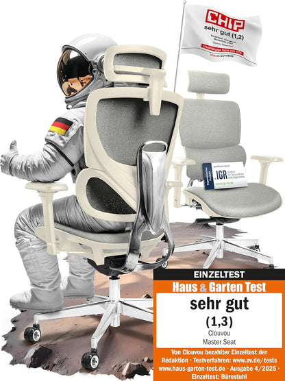 CLOUVOU MasterSeat Ergonomischer Bürostuhl: Testsieger, Individuell Anpassbar, Home Office & Gaming Stuhl