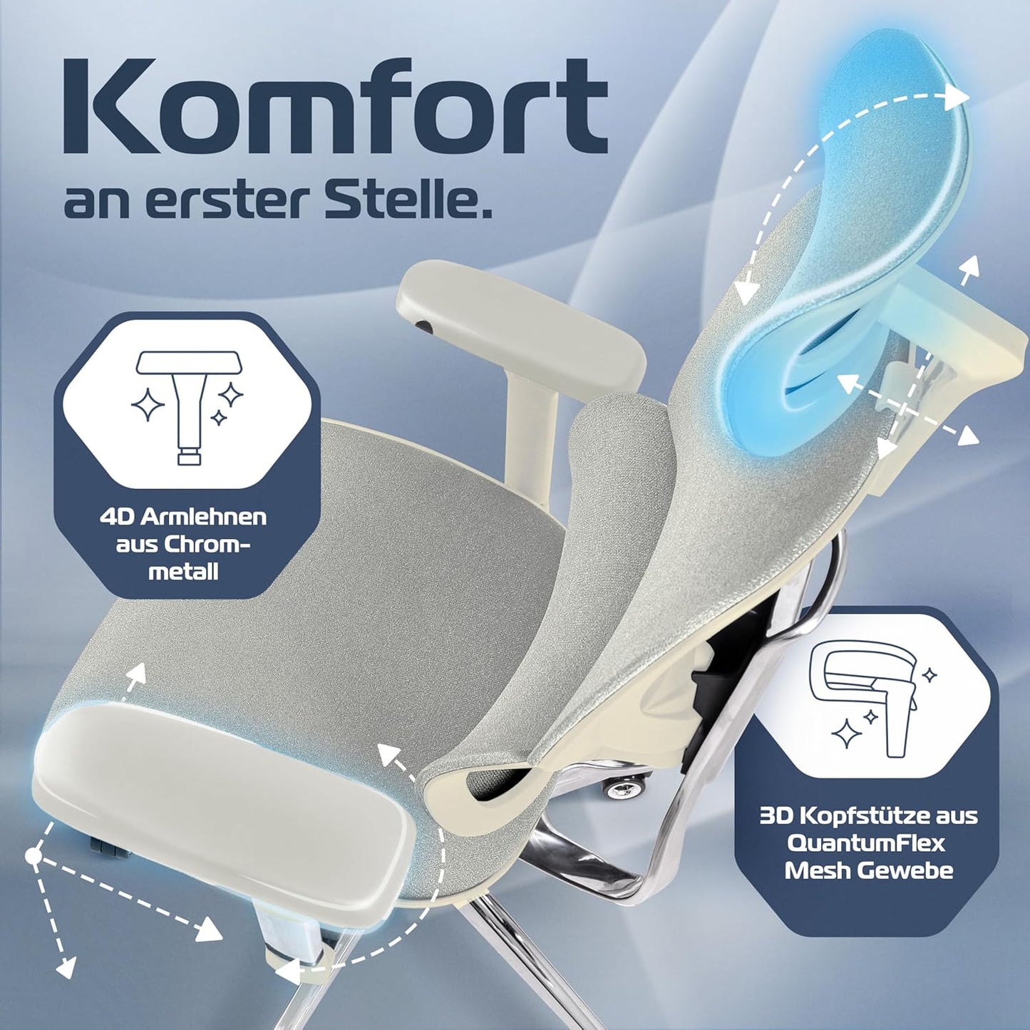 CLOUVOU MasterSeat Ergonomischer Bürostuhl: Testsieger, Individuell Anpassbar, Home Office & Gaming Stuhl